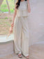 Ruffled Sleeveless Top and Wide Leg Pants Set
