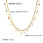 Gold necklace with chain and round pendants, labeled with measurements and weight.