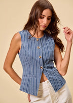 COSTAL LINE DENIM VEST TOP