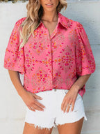 Floral Print Puff Sleeve Shirt