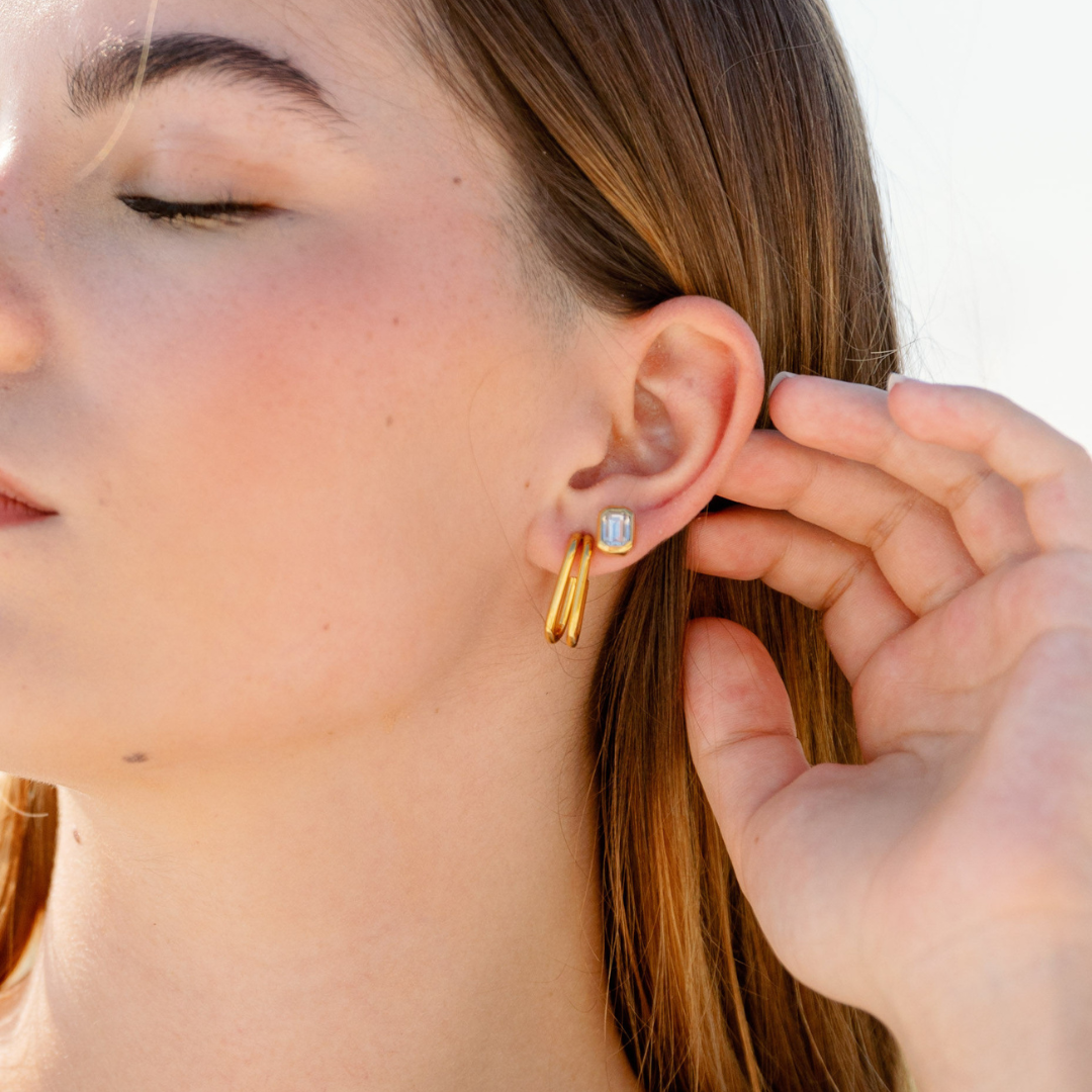 Double Dip Gold Hoop Earrings