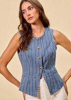 COSTAL LINE DENIM VEST TOP