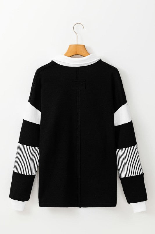 Coastal Patchwork Collared Pullover
