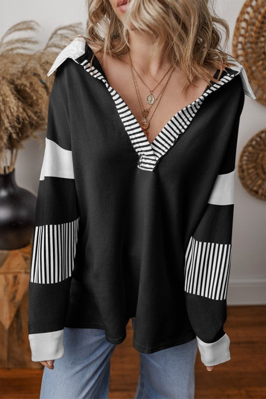 Coastal Patchwork Collared Pullover