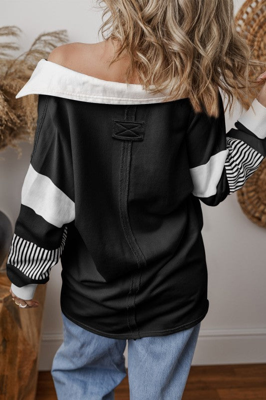 Coastal Patchwork Collared Pullover