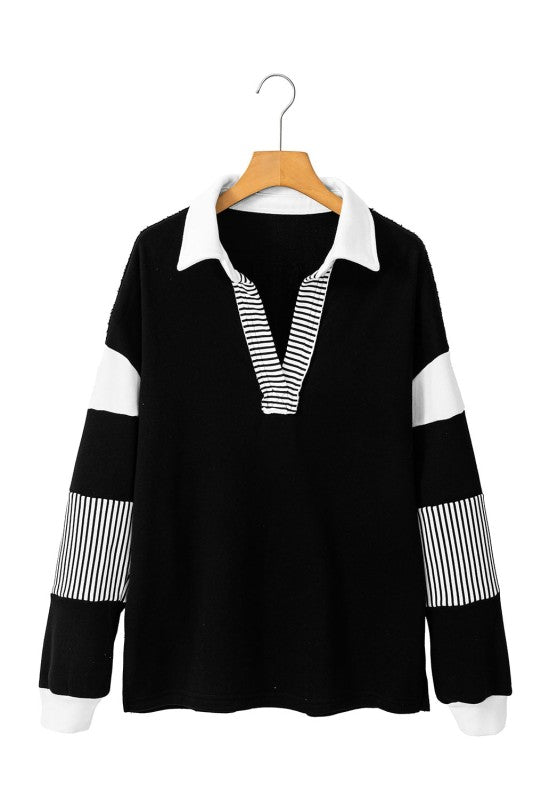 Coastal Patchwork Collared Pullover