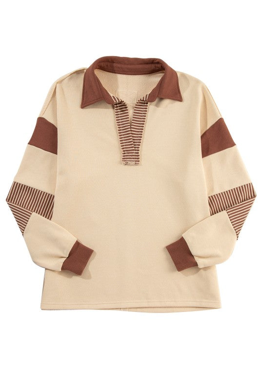 Coastal Patchwork Collared Pullover