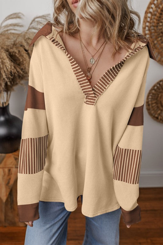 Coastal Patchwork Collared Pullover