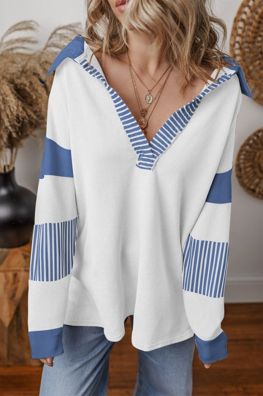 Coastal Patchwork Collared Pullover Main image