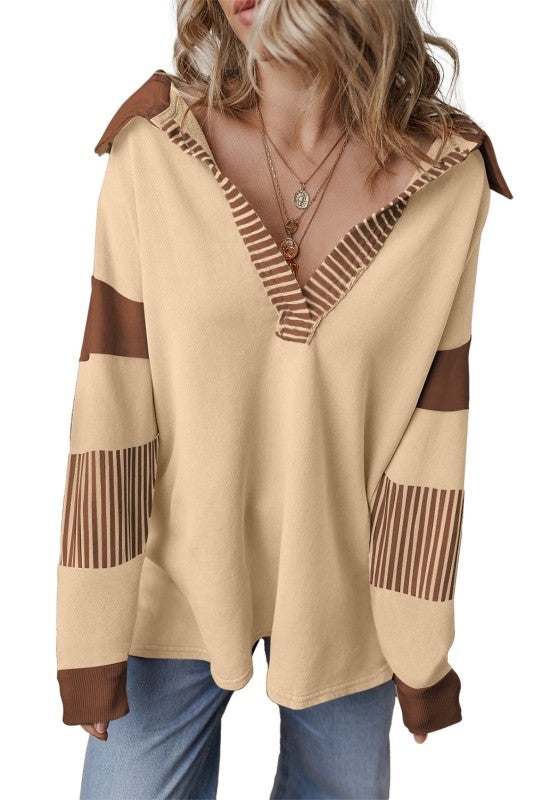 Coastal Patchwork Collared Pullover