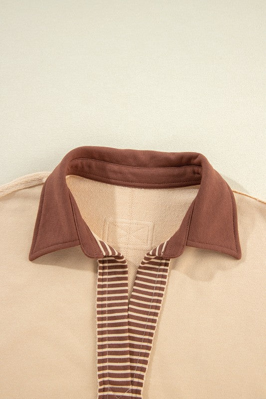 Coastal Patchwork Collared Pullover