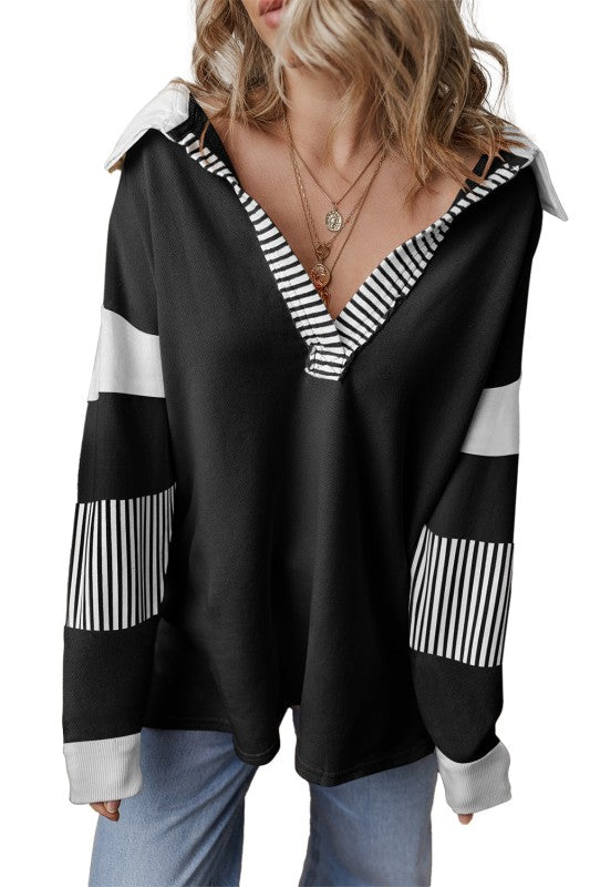 Coastal Patchwork Collared Pullover