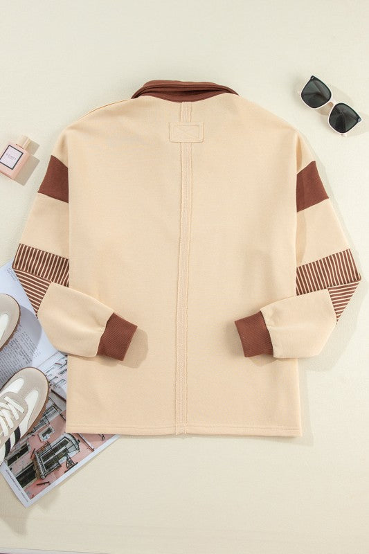 Coastal Patchwork Collared Pullover