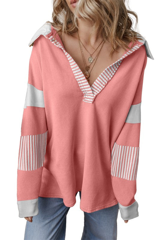 Coastal Patchwork Collared Pullover