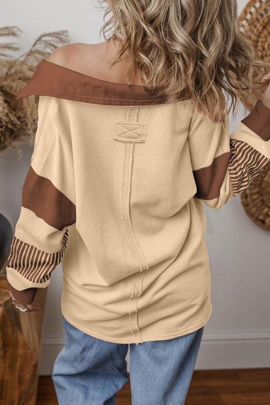 Coastal Patchwork Collared Pullover