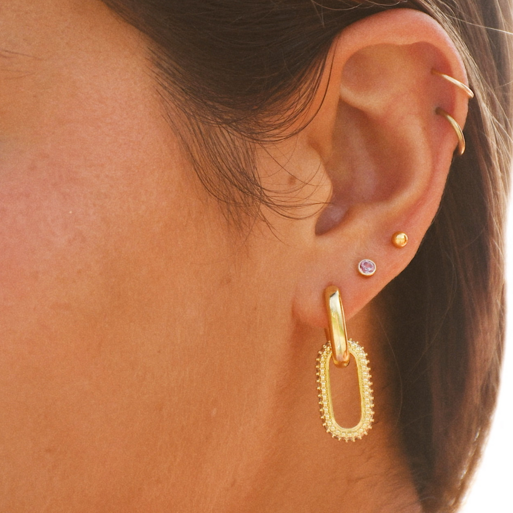 Convertible Gold Charm Hoop Earrings
