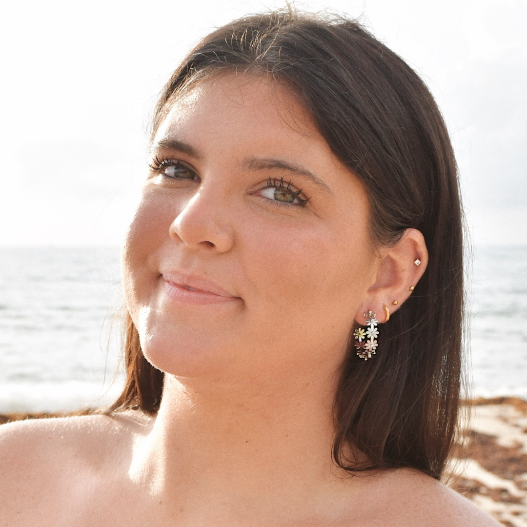 Silver Garden Party Daisy Hoop Earrings