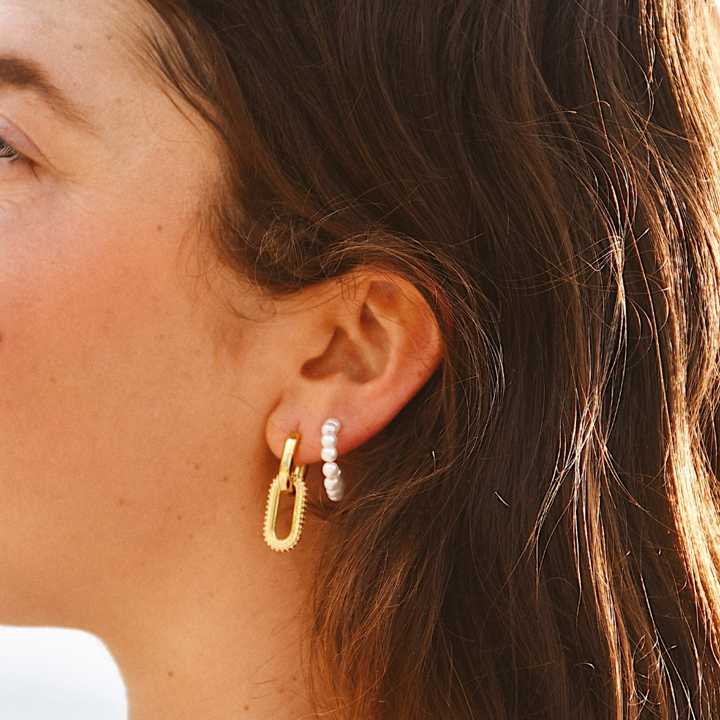 Convertible Gold Charm Hoop Earrings