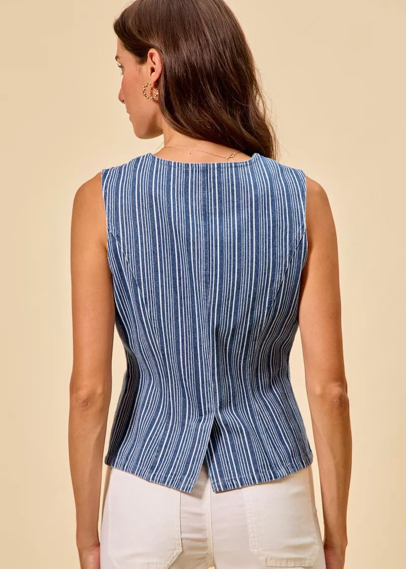 COSTAL LINE DENIM VEST TOP