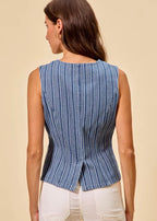 COSTAL LINE DENIM VEST TOP