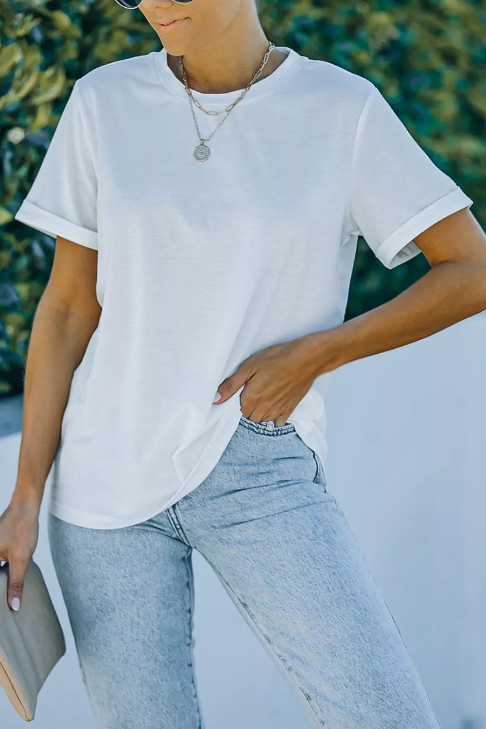 Round Neck Rolled Sleeve T-Shirt Main image