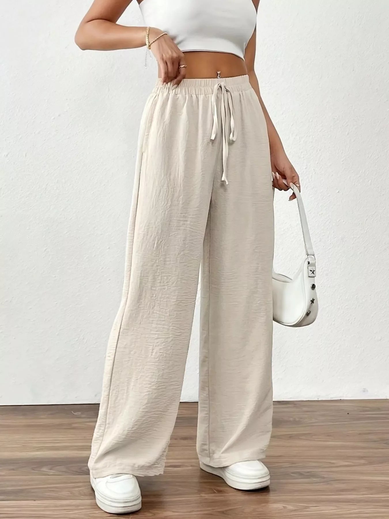 Casual Drawstring Wide Leg Pants Secondary image
