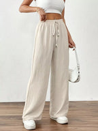 Casual Drawstring Wide Leg Pants