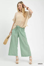 Umgee Linen Blend Striped Wide Leg Pants