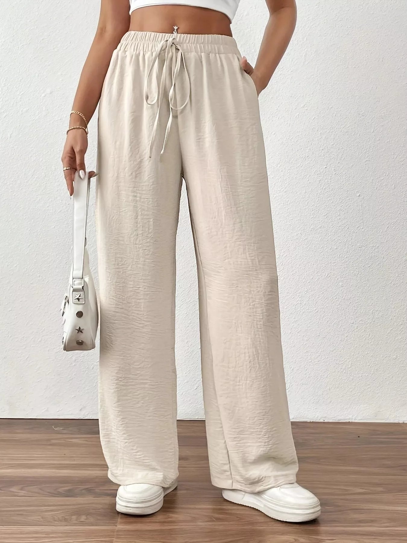 Casual Drawstring Wide Leg Pants Main image