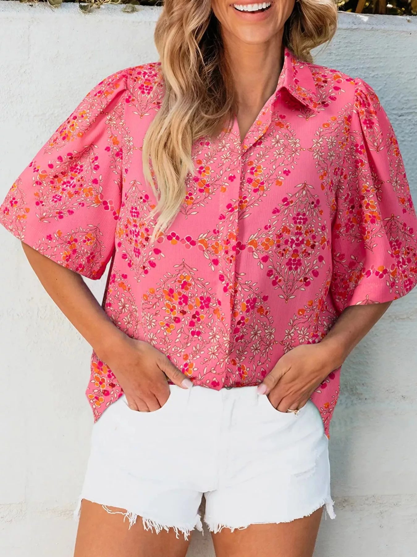 Floral Print Puff Sleeve Shirt Secondary image
