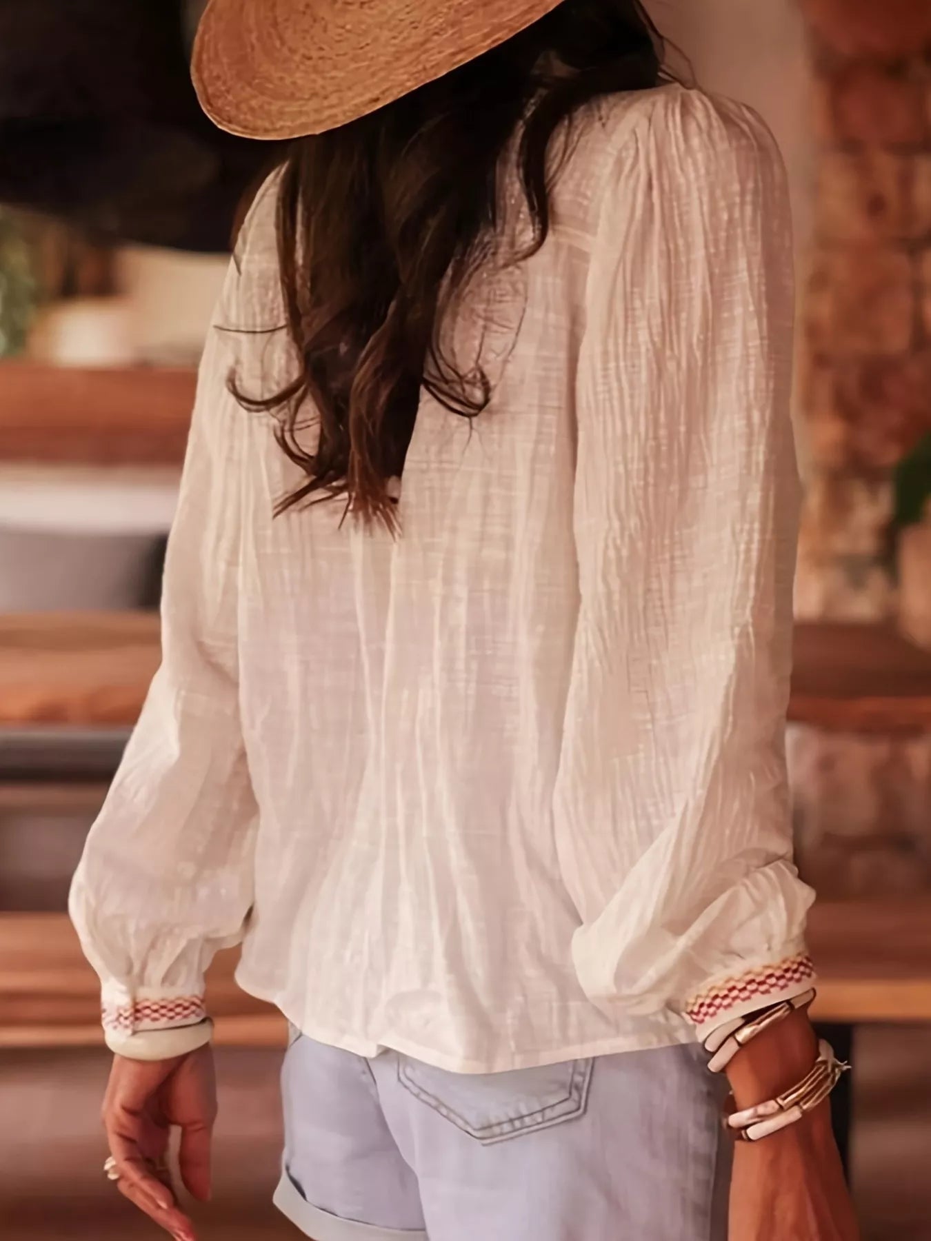 Embroidered Button Up Long Sleeve Shirt Secondary image