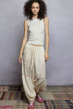 POL Round Neck Cropped Tank with Lace Trim