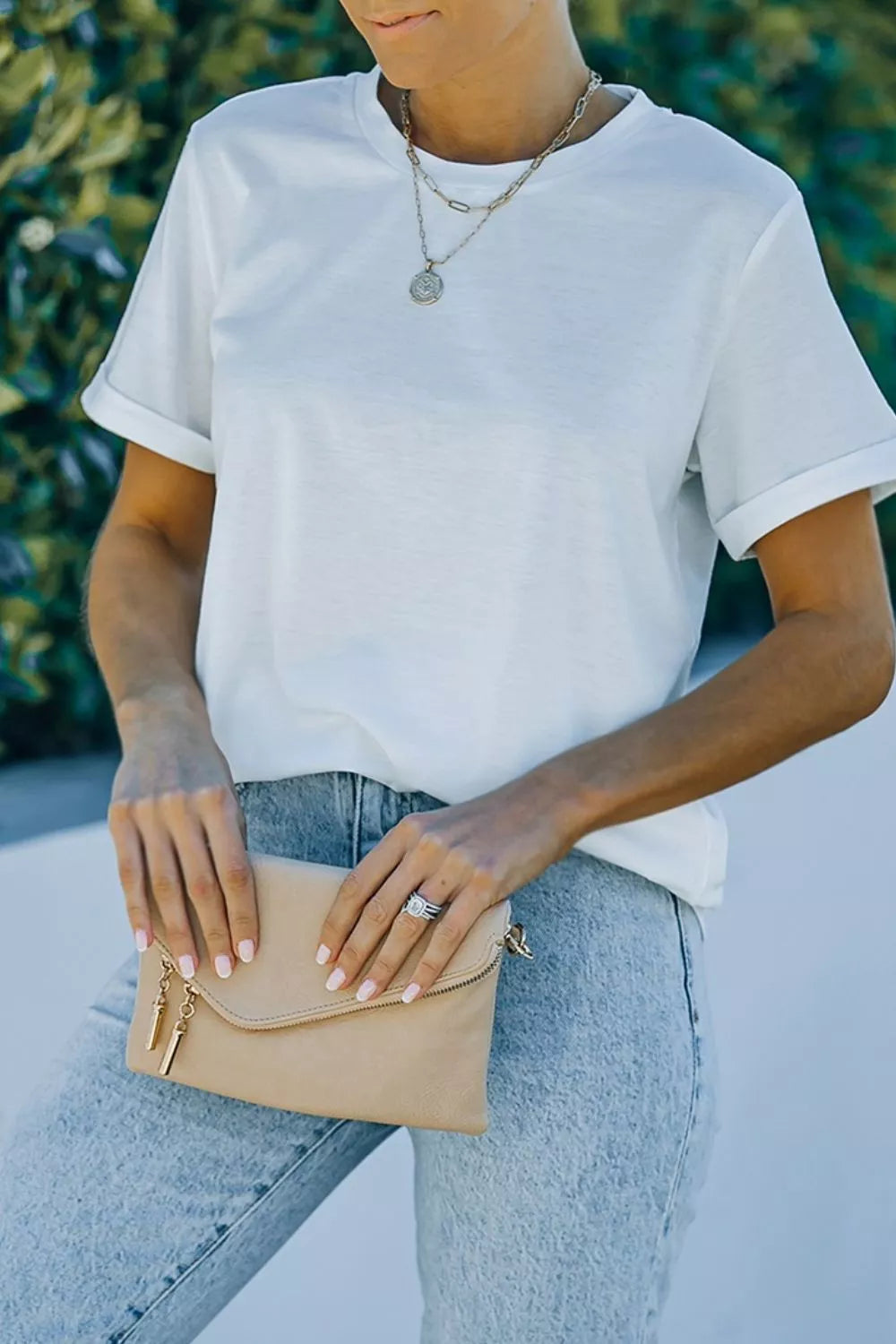 Round Neck Rolled Sleeve T-Shirt Secondary image