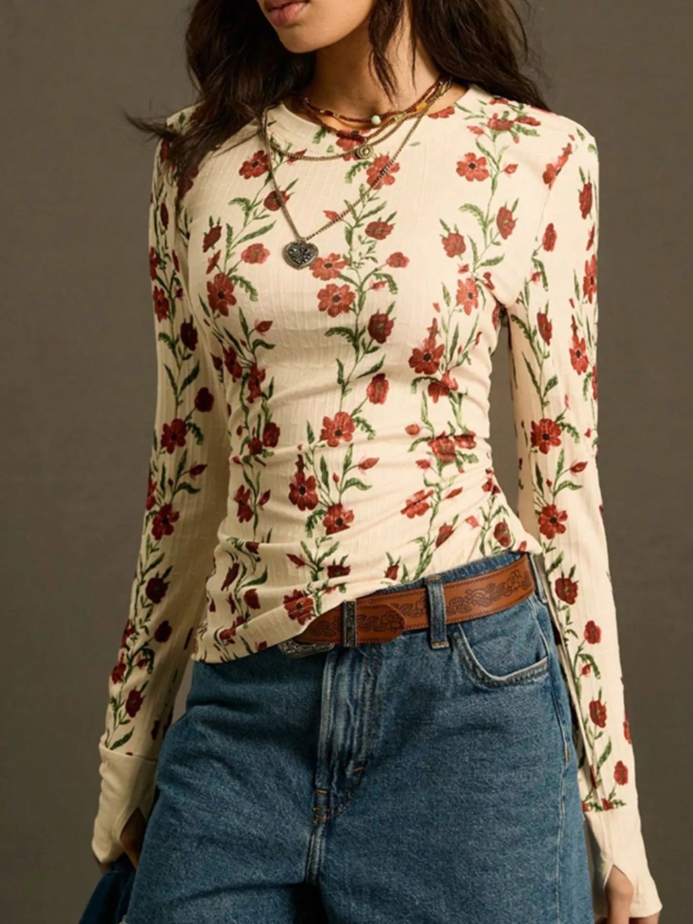 Floral Print Long Sleeve T-Shirt Secondary image