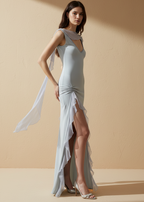 THE SIENNA BACKLESS RIBON MAXI DRESS