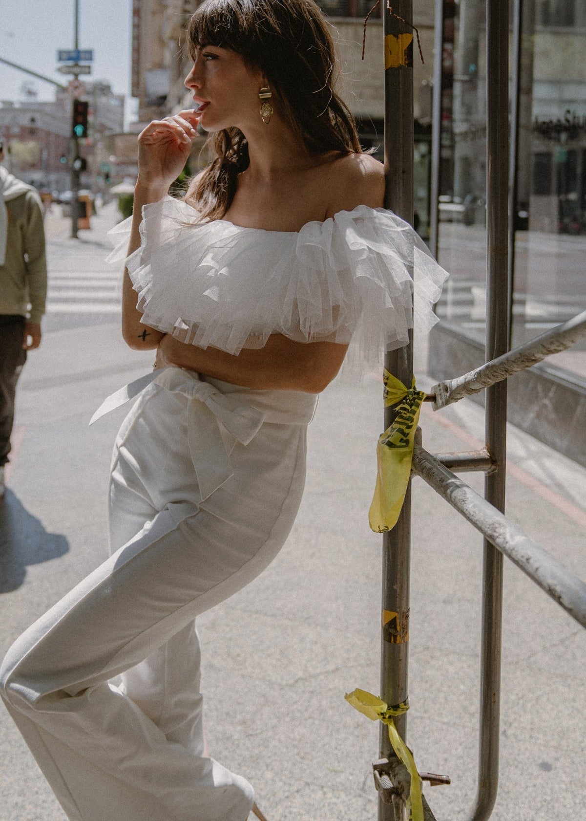A POWER MOOD WHITE DENIM JUMPSUIT Main image