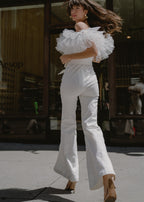 A POWER MOOD WHITE DENIM JUMPSUIT