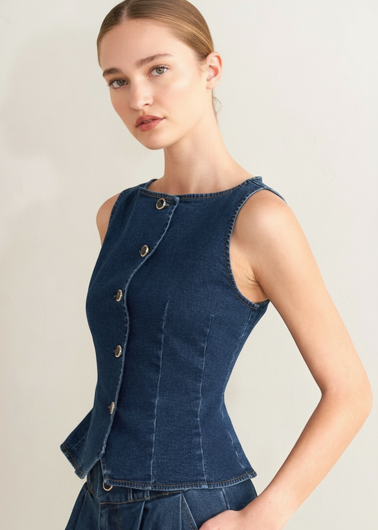 RAYNA SLEEVLESS BUTTON UP TOP Secondary image