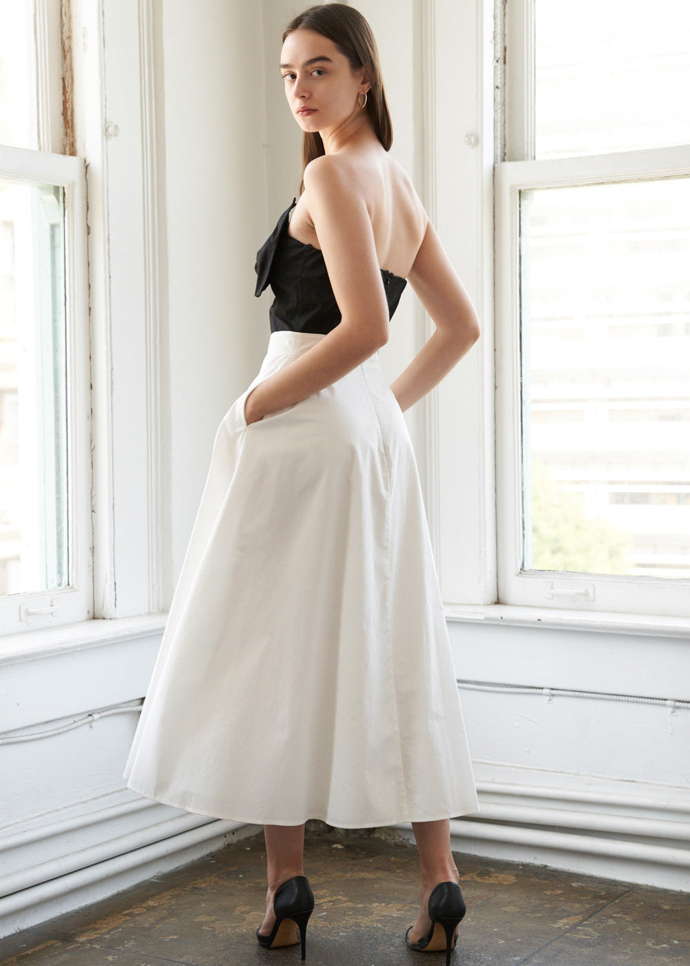 MIDNIGHT MUSE BOW MIDI DRESS