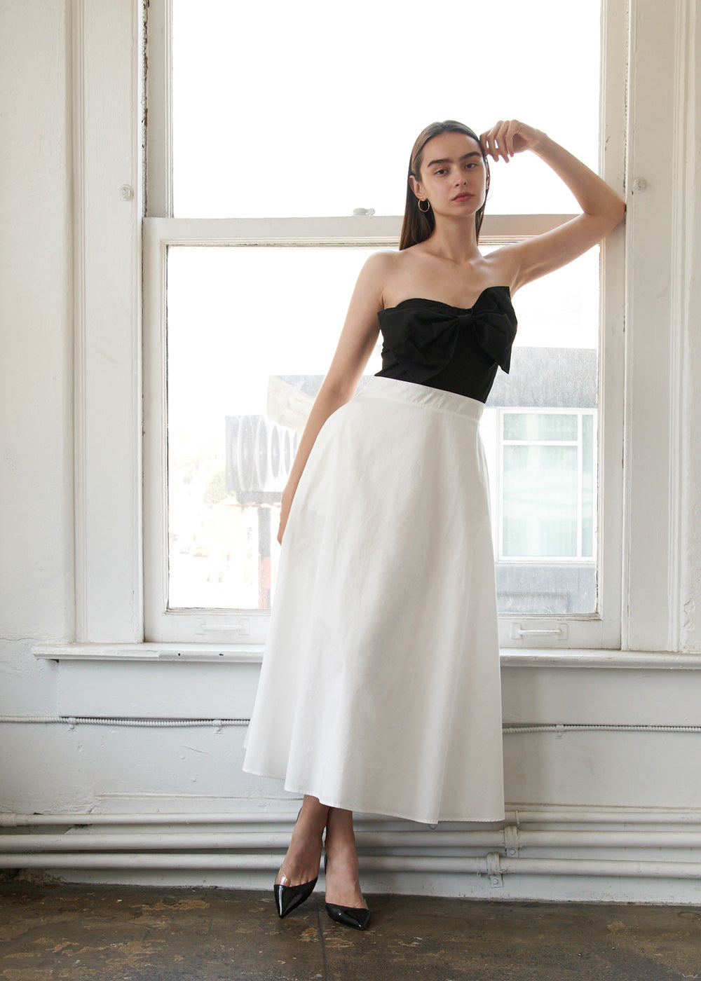 MIDNIGHT MUSE BOW MIDI DRESS