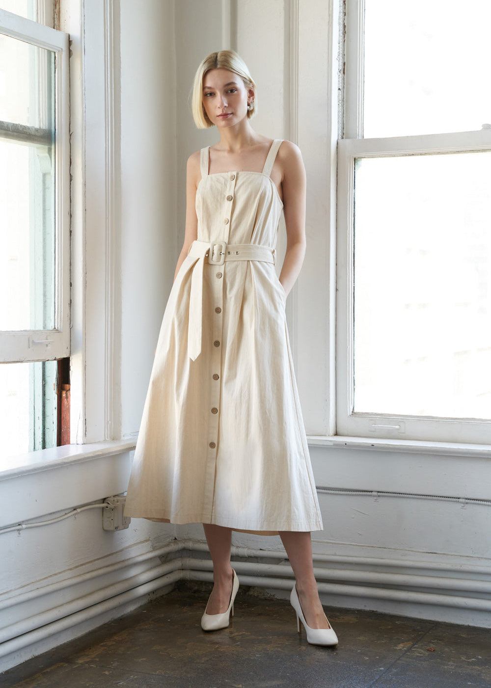 THE HAVEN BELTED MIDI DRESS