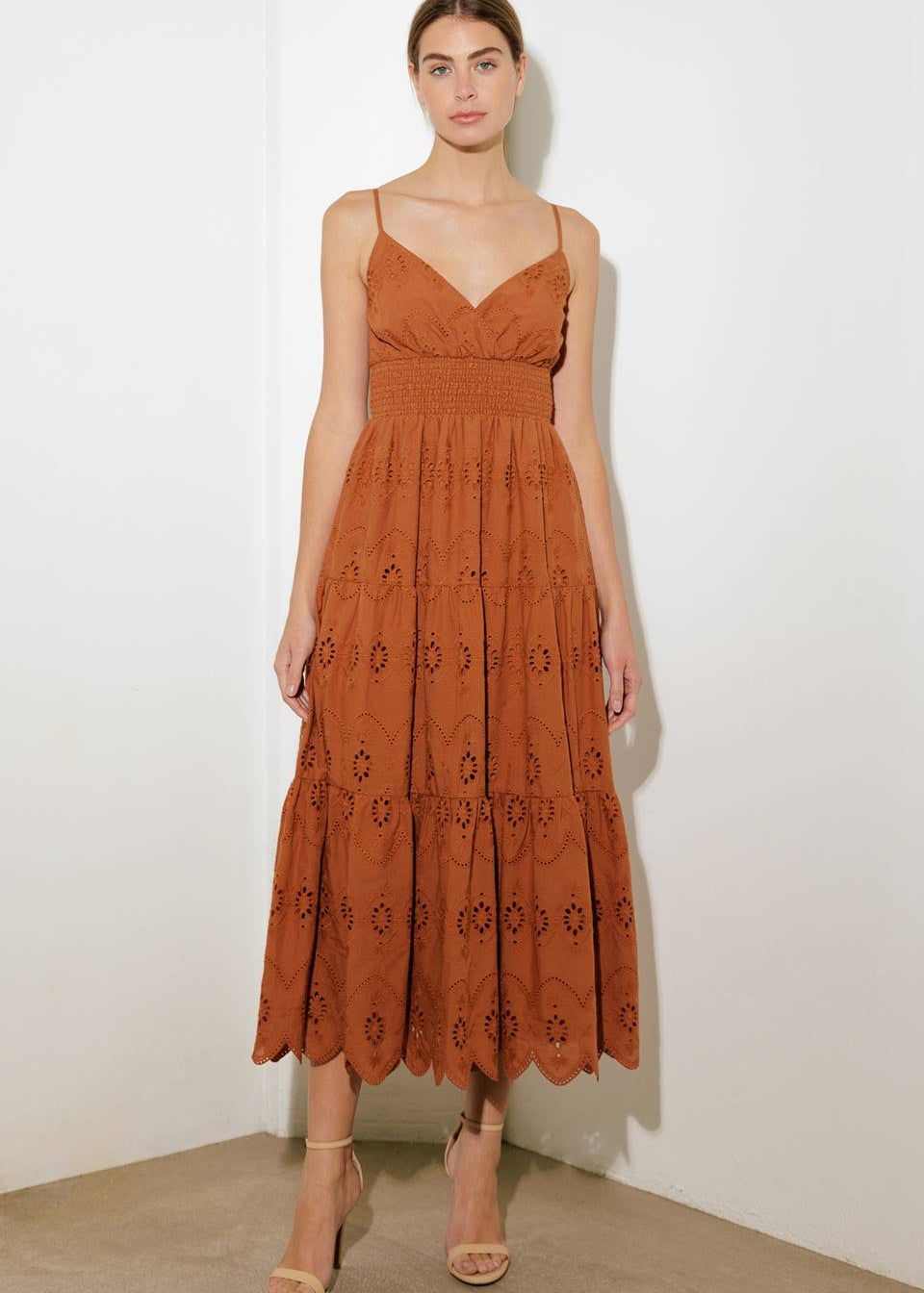DESERT BLOOM EYELIT MIDI DRESS