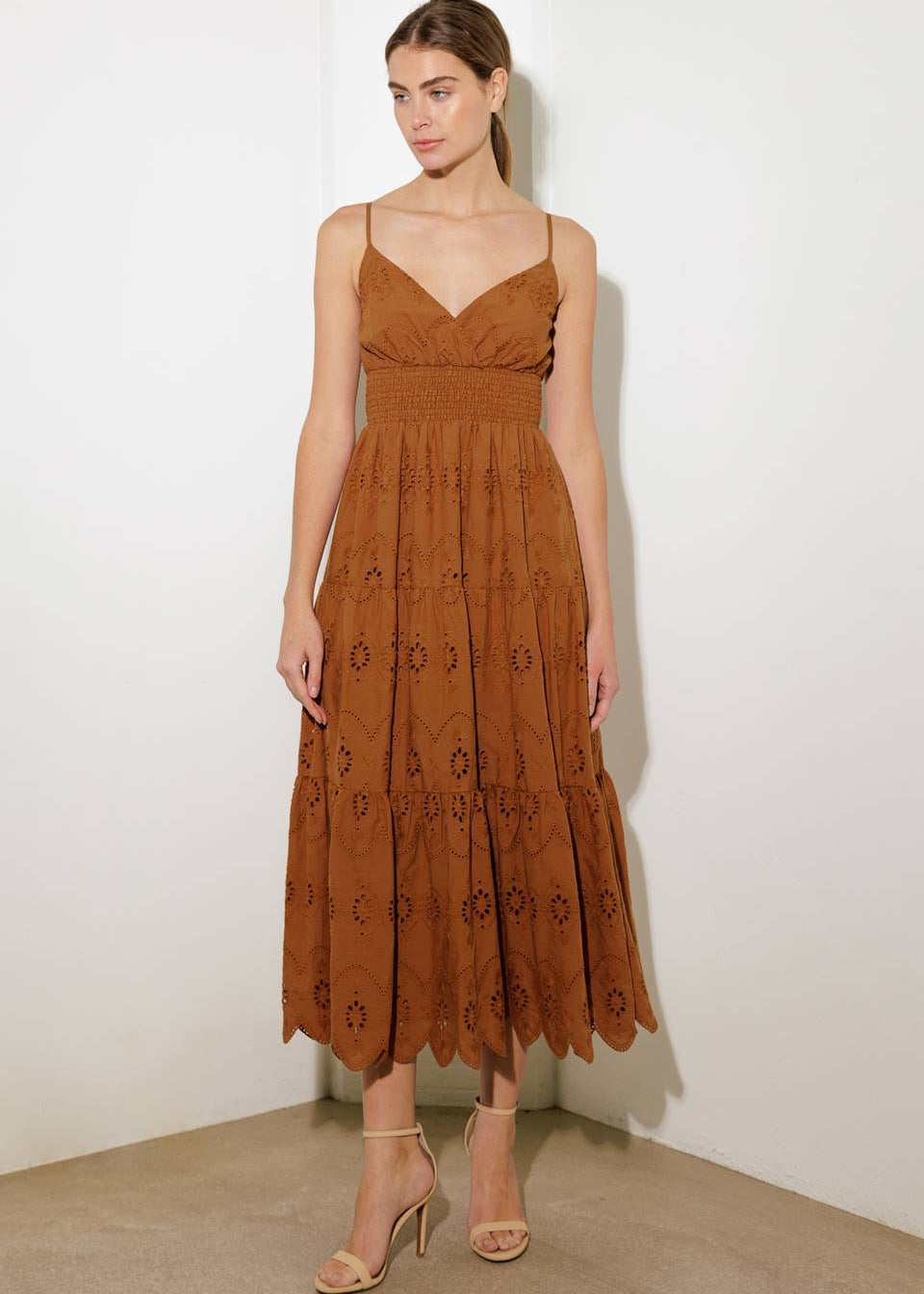 DESERT BLOOM EYELIT MIDI DRESS
