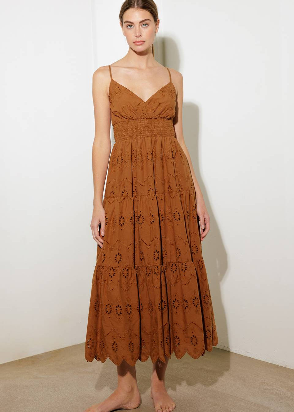 DESERT BLOOM EYELIT MIDI DRESS