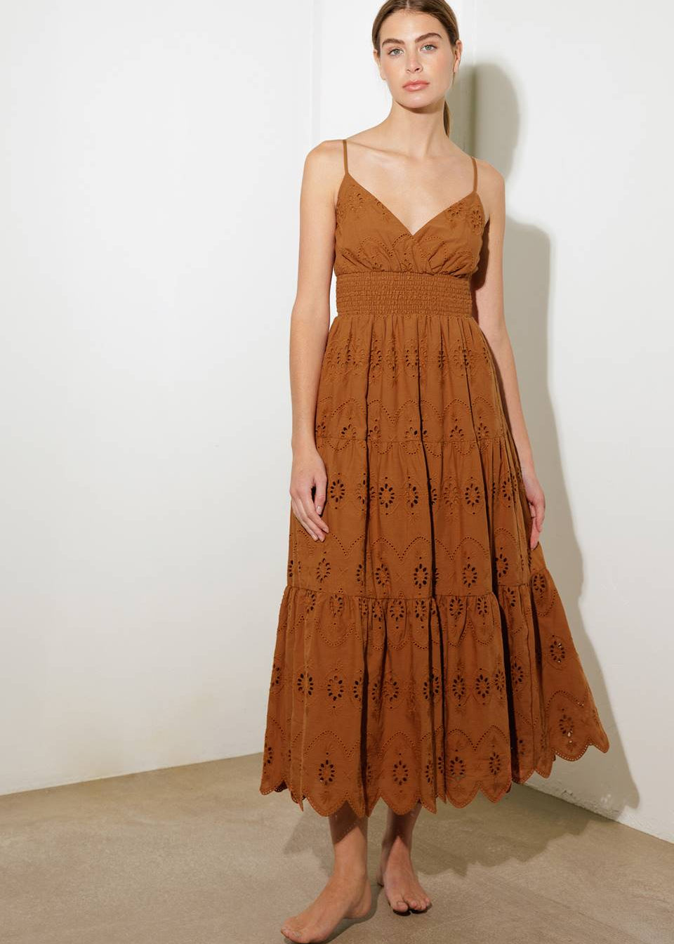 DESERT BLOOM EYELIT MIDI DRESS