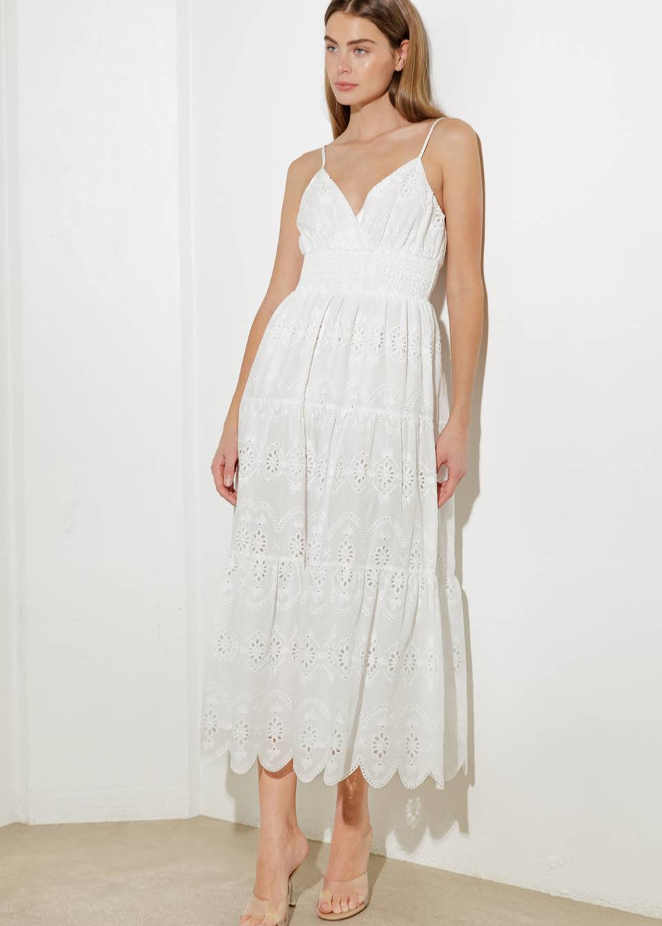 DESERT BLOOM EYELIT MIDI DRESS