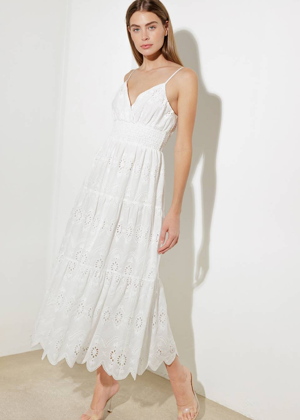 DESERT BLOOM EYELIT MIDI DRESS