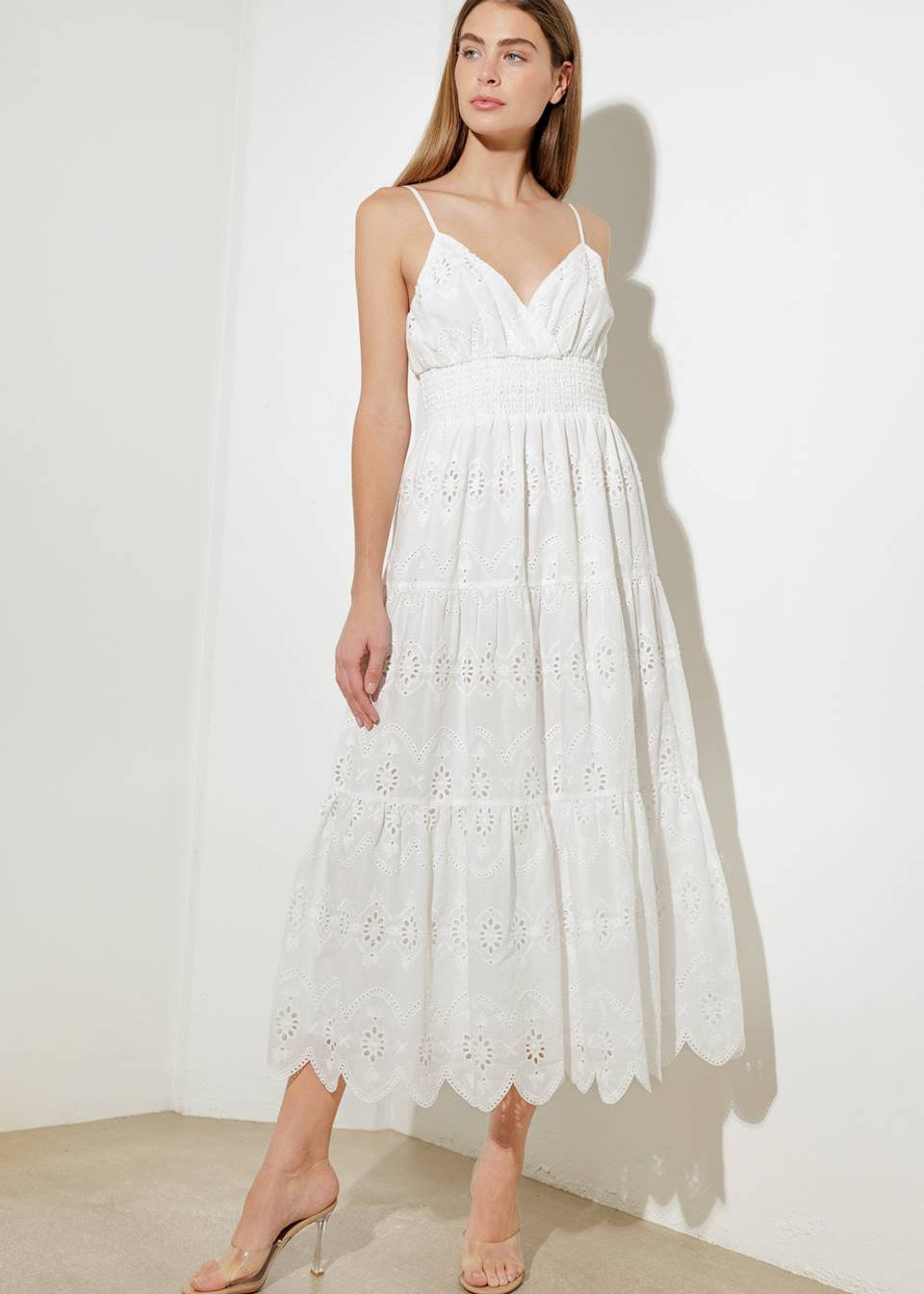 DESERT BLOOM EYELIT MIDI DRESS