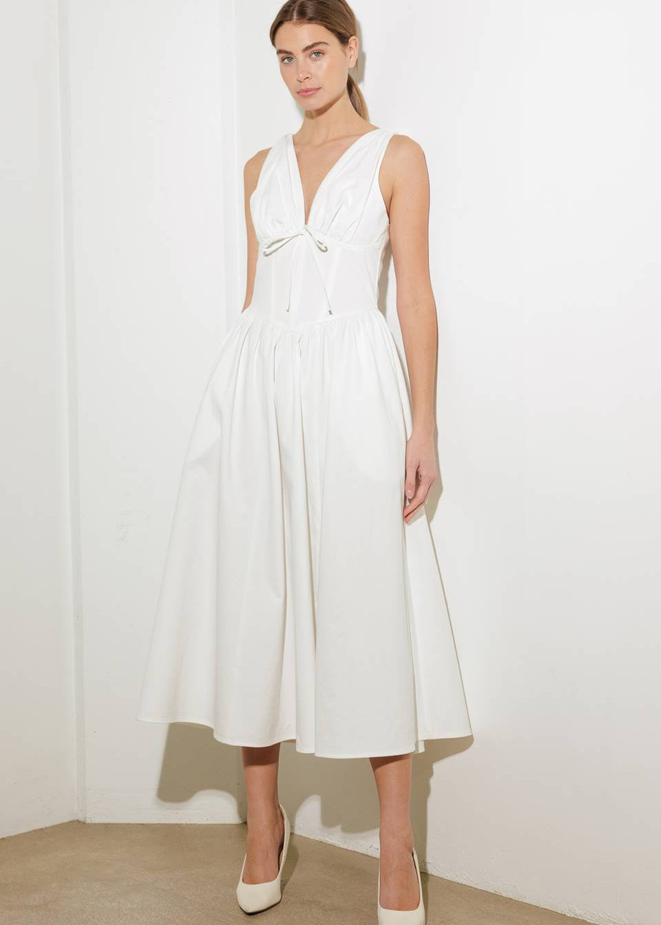 FANCIFUL ESCAPES WOVEN MIDI DRESS
