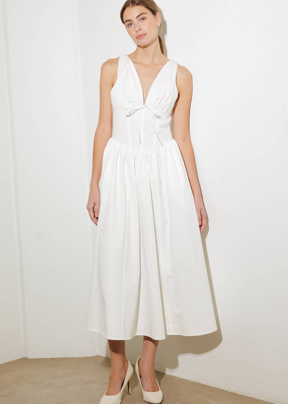 FANCIFUL ESCAPES WOVEN MIDI DRESS